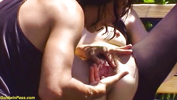 A Hungarian MILF wife with a hairy pussy gets drilled in both holes