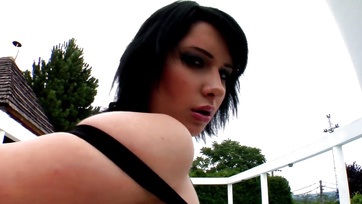 Revealing her perfect curves, he slid his fingers into the Hungarian beauty