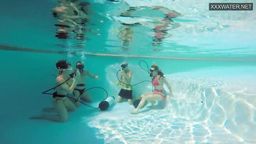 Beneath the Water, the Bold Hungarian Girl Teased the Guy's Tiny Cock