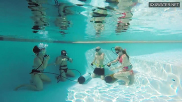 Beneath the Water, the Bold Hungarian Girl Teased the Guy's Tiny Cock