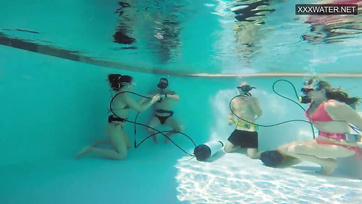 Beneath the Water, the Bold Hungarian Girl Teased the Guy's Tiny Cock