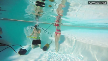 Beneath the Water, the Bold Hungarian Girl Teased the Guy's Tiny Cock