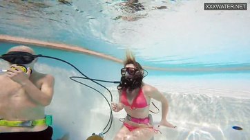 Beneath the Water, the Bold Hungarian Girl Teased the Guy's Tiny Cock