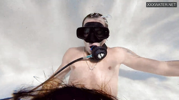 Beneath the Water, the Bold Hungarian Girl Teased the Guy's Tiny Cock