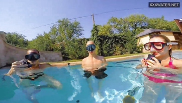 Beneath the Water, the Bold Hungarian Girl Teased the Guy's Tiny Cock