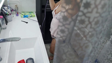 My Busty Step-Mom Helped Me Jerk Off in the Bathroom