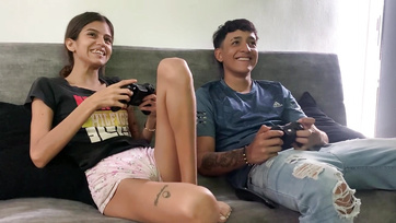 Gamer Latina Teen Bites Stepbro's Cock!