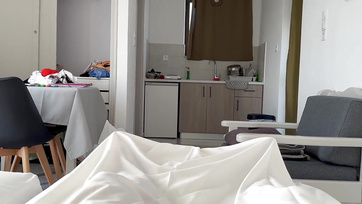 After Shower, Big-Assed Step-Sis Massaged My Cock in Hotel Room