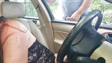 Happy babe milks stranger's cock after flashing her natural tits