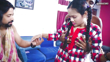 Every guy fucked the skinny chambermaid and came on her face together