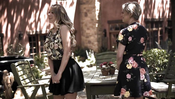 Big-titted housewives go wild when one of their husbands arrives  
Big-tit housewives go wild as hubby walks in