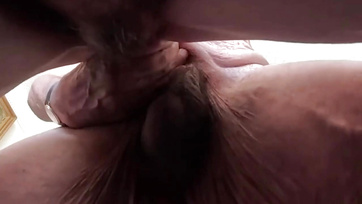 After putting on a cock ring, older couple enjoys a wild fuck