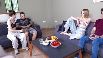 Guy watches happily as his wife gets fucked in the sex casting  
Spectator hubby enjoys as wife gets pounded in casting