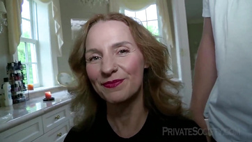 Grandma Gets a Mouthful Before Stepson's Cock Jumps Up