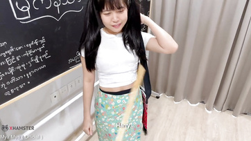 Teacher's Huge Cock Too Big for 18-Year-Old Asian's Tight Ass