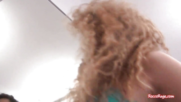 Curly-Haired Hungarian Babe Takes on Rocco's Massive Cock