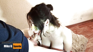 Anytime I ask my busty girl to suck me off, she happily obliges!