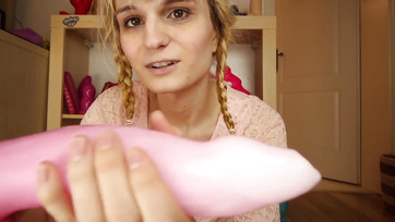 German Teen Sex Lover Dances on Her Huge New Dildo
