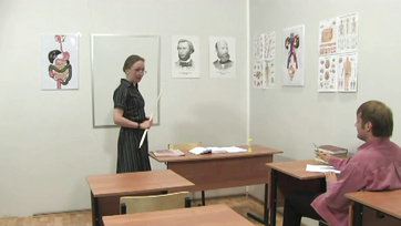 Sexy Teacher in Fishnet Stockings Nailed in Hot Pussy