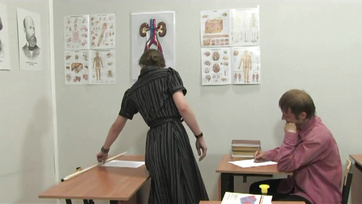 Sexy Teacher in Fishnet Stockings Nailed in Hot Pussy