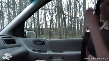 Beautiful German Babe Rides Big Cock in the Car