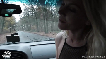 Beautiful German Babe Rides Big Cock in the Car