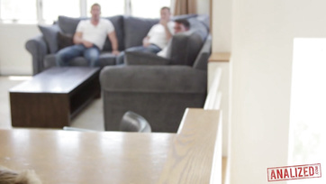 Three Hung Studs and Two Horny Blond Teens Ravished on the Couch