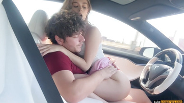 Blonde Cutie Rides My Cock in Self-Driving Car