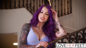 Tattooed Beauty Teases with Her Feet Before Riding Cock Like a Pro.