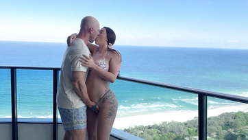 Balcony Petting Leads to Steamy Hotel Room Fuck