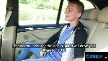 Riding the Hard Cock of Handsome Passenger in Taxi Backseat