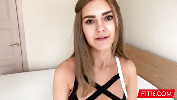 Blonde Babe with Sexy Natural Tits Strips Happily at Job Interview