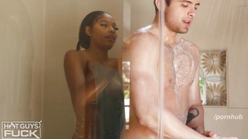 Beautiful Ebony Babe Seduces Shy Guy with Blowjob for Public Fuck
