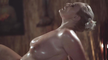 Big-Boobed Czech Babe Rubs Hard Dick During Oily Massage