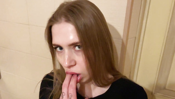 Gym Bathroom Quickie with Blonde Russian Girl - Risky Business!