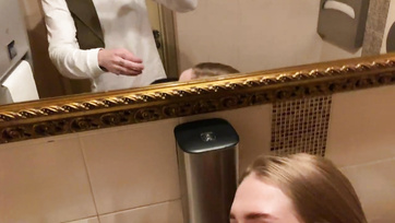 Gym Bathroom Quickie with Blonde Russian Girl - Risky Business!