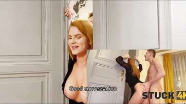 Curvy Redhead Babe Welcomes Partner Home with a Hot Surprise
