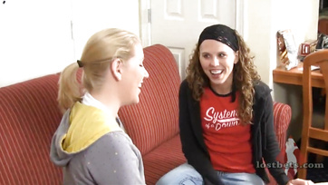Blonde Teen Strips and Masturbates After a Bet
