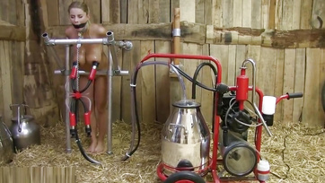 Tied-up Blonde Slut Gets Dominated in the Barn