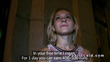 Publicly Hung Budapest Girl Gets Hungry for Cock