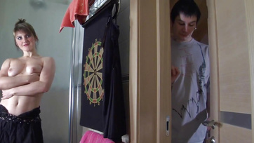 Showering Stepson Creampied by Naughty MILF