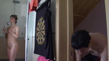 Showering Stepson Creampied by Naughty MILF