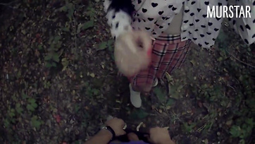 Sexy Schoolgirl Posing Turns into Outdoor Fuck