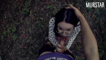 Sexy Schoolgirl Posing Turns into Outdoor Fuck