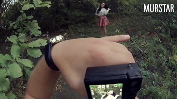 Sexy Schoolgirl Posing Turns into Outdoor Fuck