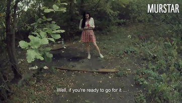 Sexy Schoolgirl Posing Turns into Outdoor Fuck