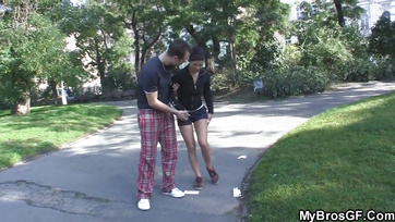 Step-Sis Teen Shows Her Muff to Step-Bro by Spreading Legs