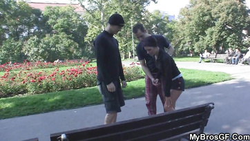 Step-Sis Teen Shows Her Muff to Step-Bro by Spreading Legs