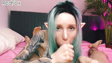 Inked Teen Slickly Tugs on the Cock