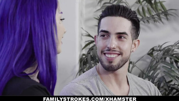 Step-Sisters Welcome Their Step-Brother with a Blowjob Surprise